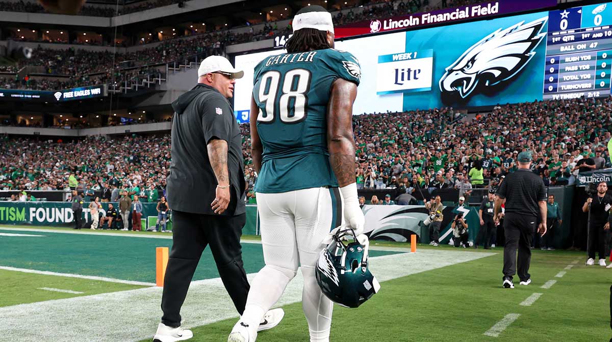 Eagles star Jalen Carter’s suspension remains possible despite expectations he’s in the clear after his ejection for spitting at Dak Prescott.