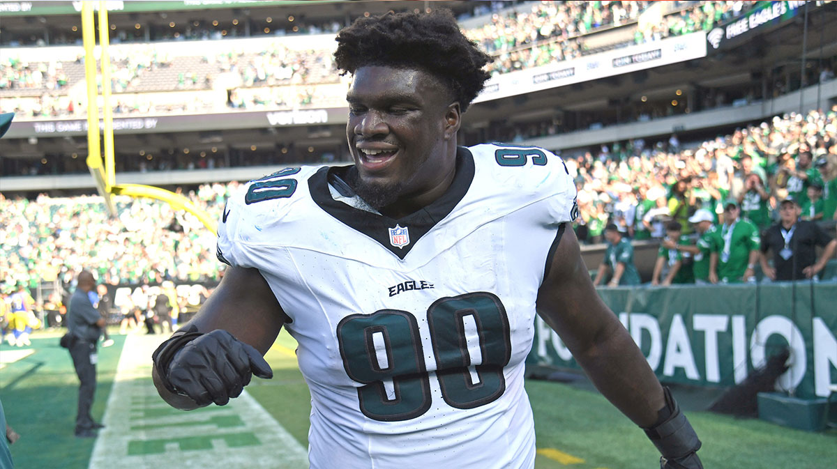 Philadelphia Eagles defensive tackle Jordan Davis (90) against the Los Angeles Rams at Lincoln Financial Field.