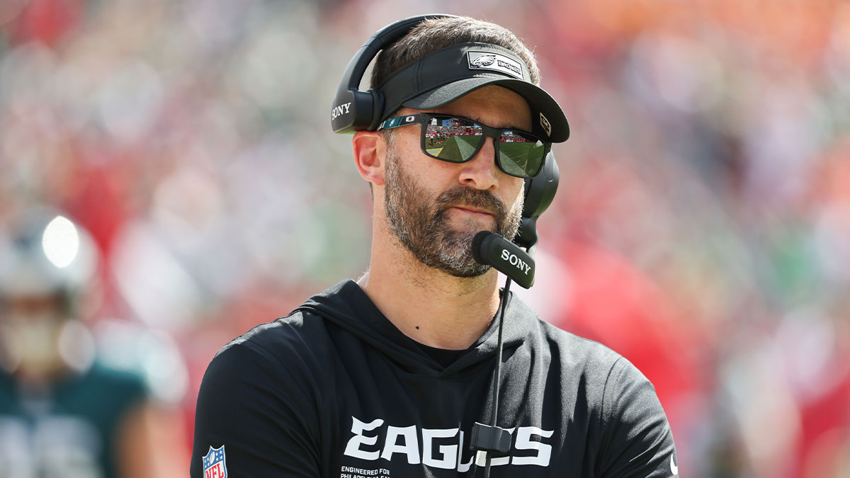 Philadelphia Eagles head coach Nick Sirianni looks on during the second half against the Tampa Bay Buccaneers at Raymond James Stadium.