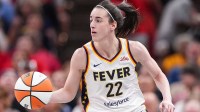 Indiana Fever guard Caitlin Clark (22) rushes up the court Friday, July 12, 2024, during the game at Gainbridge Fieldhouse in Indianapolis. The Indiana Fever defeated the Phoenix Mercury, 95-86.