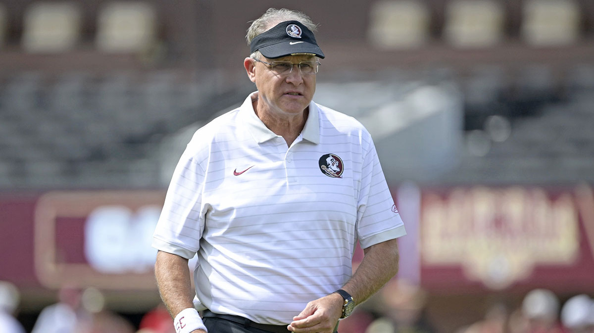 Florida State Seminoles offensive coordinator Gus Malzhan before the game against the East Texas A&M Lions at Doak S. Campbell Stadium.