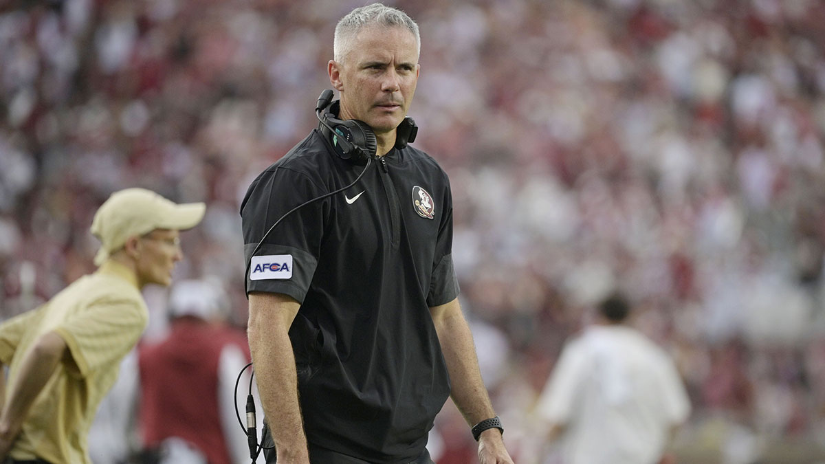 Florida State Seminoles head coach Mike Norvell reacts after a play against the Alabama Crimson Tide during the second half at Doak S. Campbell Stadium.