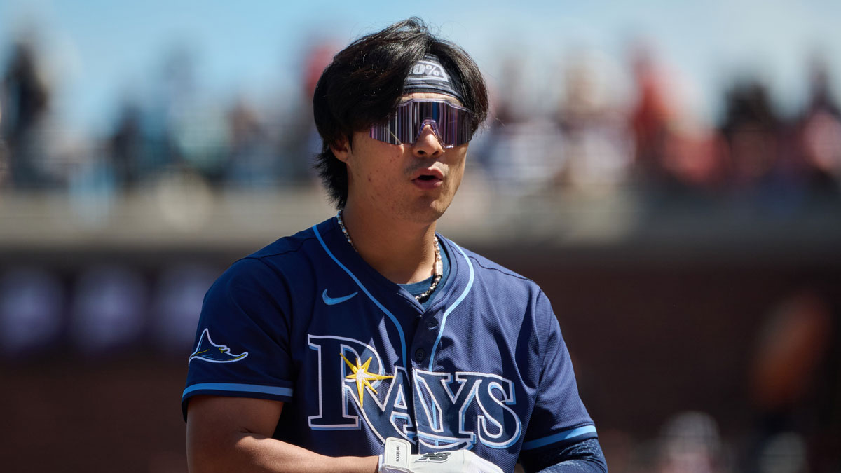 Tampa Bay Rays shortstop Ha-Seong Kim (7) reacts after striking out against the San Francisco Giants during the seventh inning at Oracle Park.