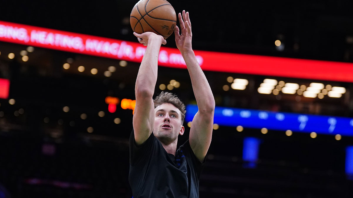 Orlando Magic forward Franz Wagner (22) warms up before game five of first round for the 2025 NBA Playoffs against the Boston Celtics at TD Garden.