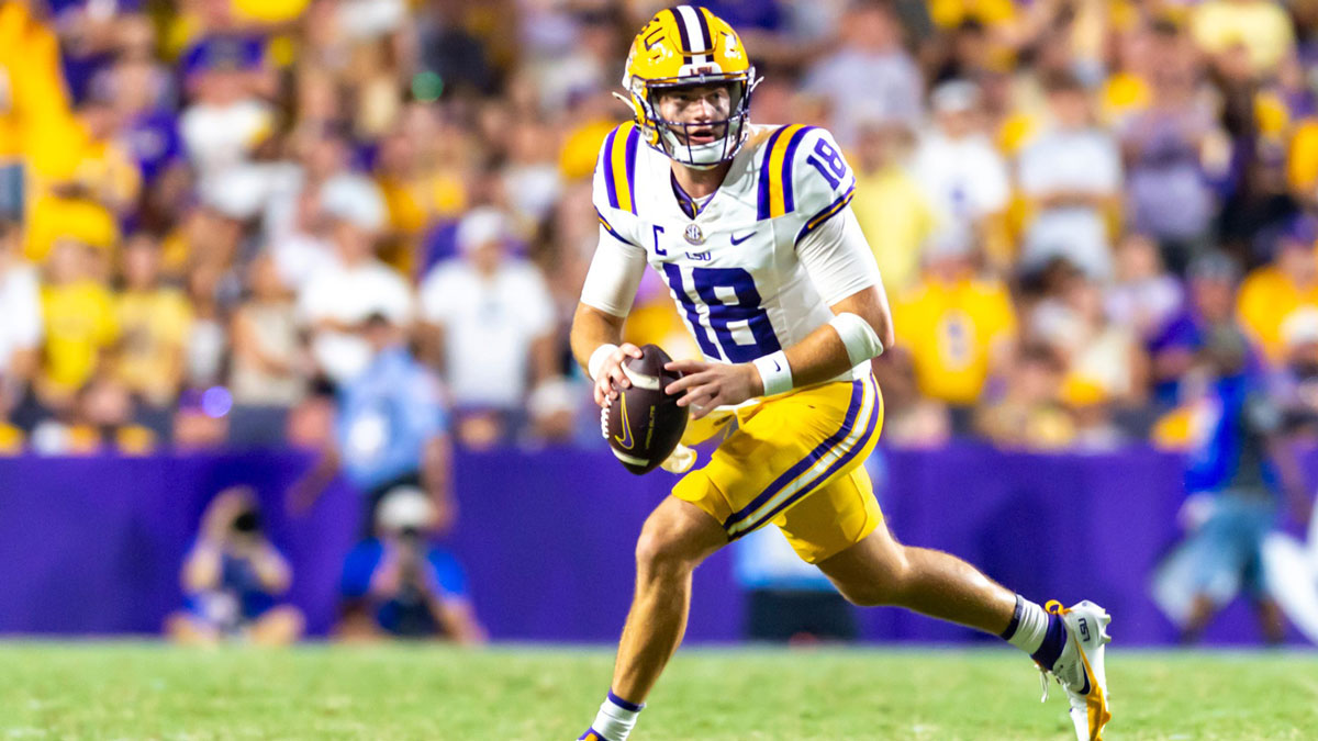Quarterback Garrett Nussmeier 18, LSU Tigers take on the Florida Gators. Sept 13, 2025; Baton Rouge, Louisiana, USA; at Tiger Stadium.
