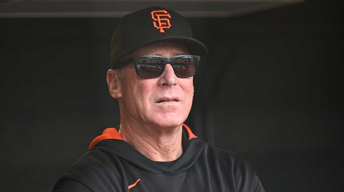 San Francisco Giants manager Bob Melvin stands in the dugout before the game against the Colorado Rockies at Oracle Park.