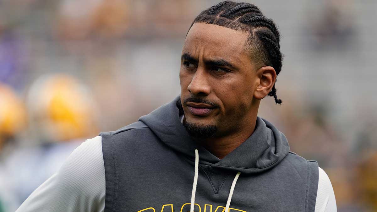 Green Bay Packers quarterback Jordan Love (10) looks on during warmups prior to the game against the Seattle Seahawks at Lambeau Field.