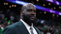 Shaquille O'Neal looks on before the game between the Boston Celtics and the Dallas Mavericks in game one of the 2024 NBA Finals at TD Garden