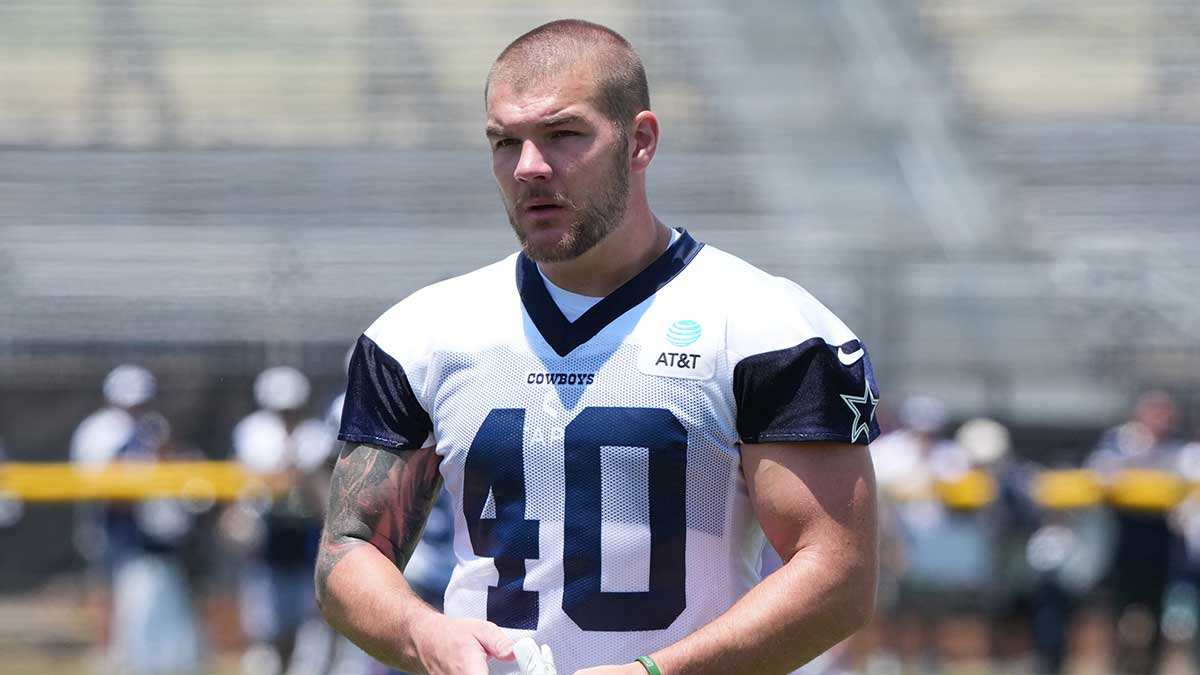 Dallas Cowboys running back Hunter Luepke (40) during training camp at the River Ridge Fields