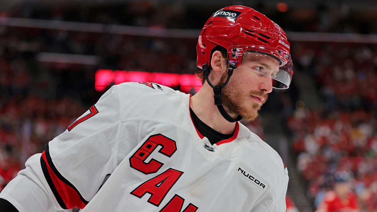 Carolina Hurricanes right wing Andrei Svechnikov (37) during the second period against the Florida Panthers in game four of the Eastern Conference Final of the 2025 Stanley Cup Playoffs at Amerant Bank Arena