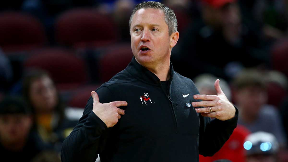 Georgia Bulldogs head coach Mike White in the second half of a first round men’s NCAA Tournament game against the Gonzaga Bulldogs at Intrust Bank Arena.