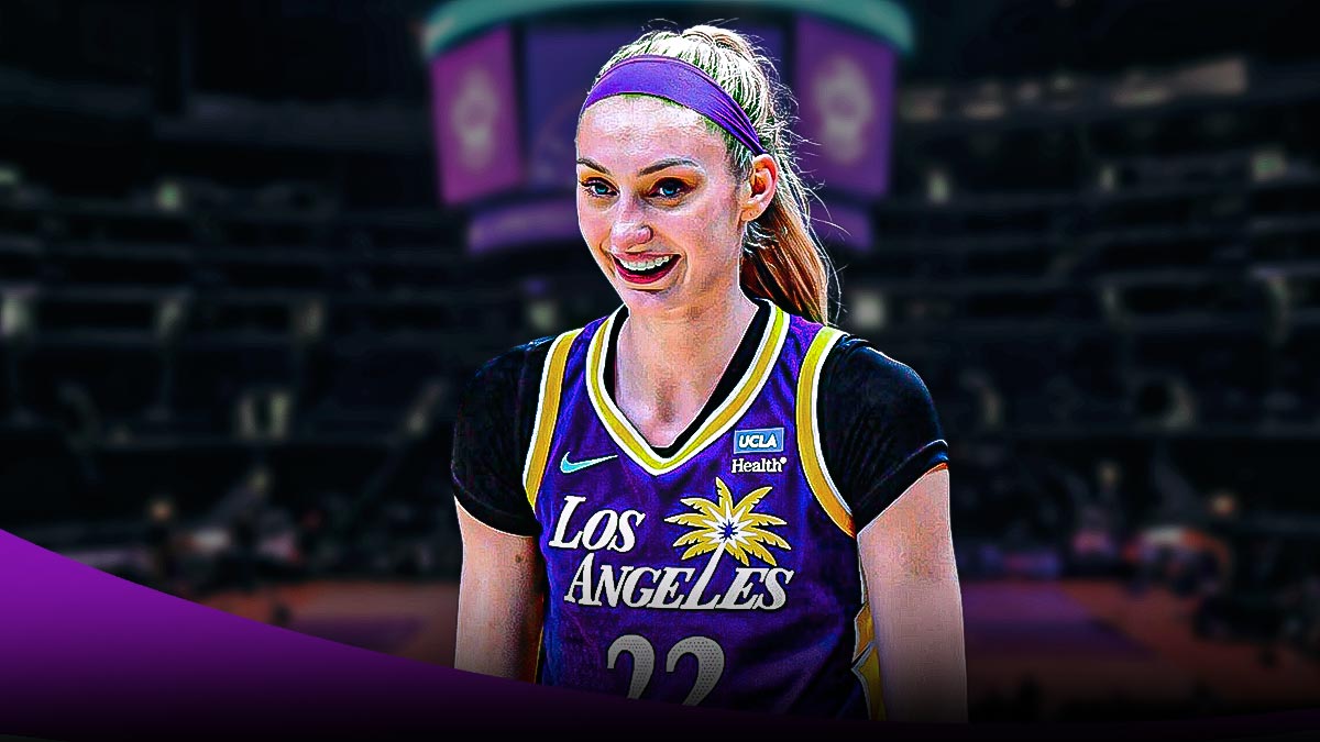 LA Sparks player Cameron Brink with the LA Sparks arena in the background