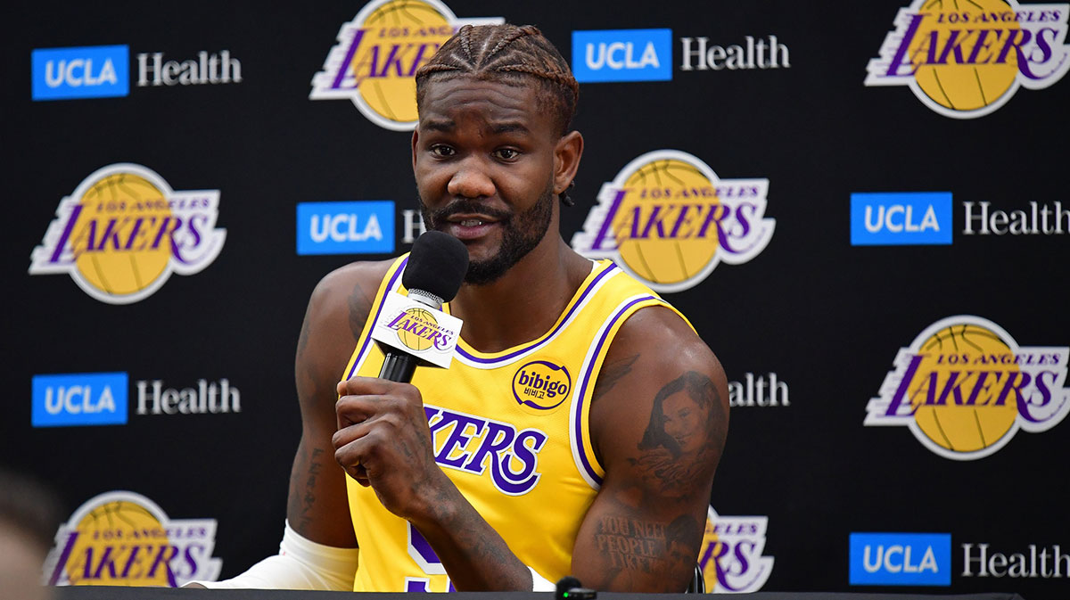 Los Angeles Lakers center Deandre Ayton (5) during media day at UCLA Health Training Center.