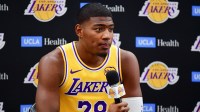 Los Angeles Lakers forward Rui Hachimura (28) during media day at UCLA Health Training Center.