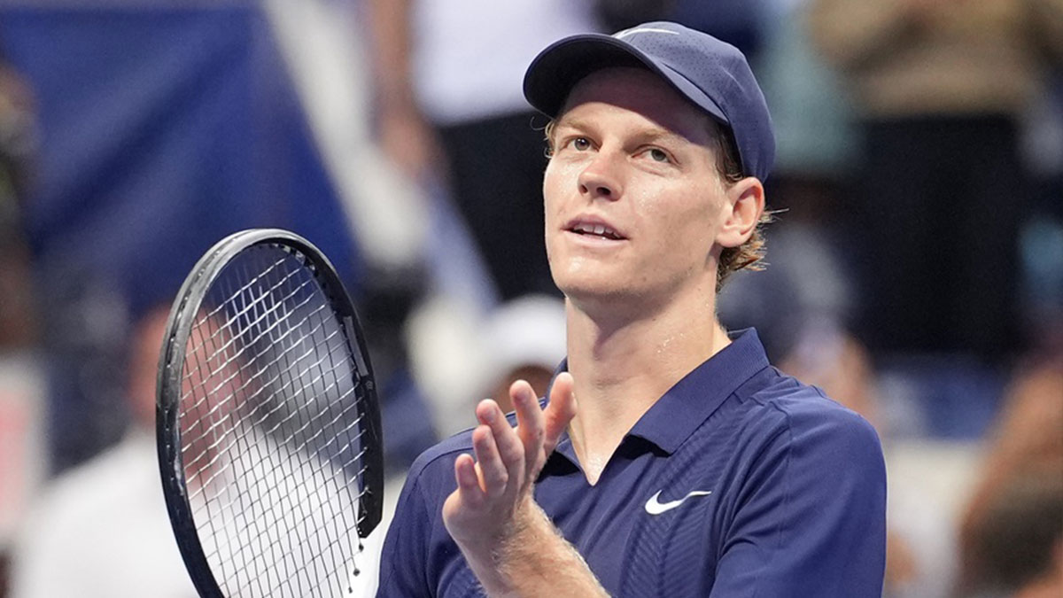 Jannik Sinner (ITA) after beating Alexander Bublik (KAZ) (not pictured) on day nine of the 2025 U.S. Open tennis tournament at the USTA Billie Jean King National Tennis Center.