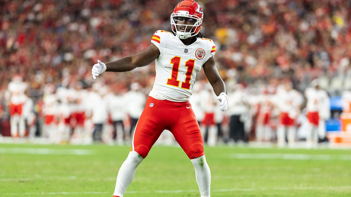 Kansas City Chiefs wide receiver Jalen Royals (11) against the Arizona Cardinals during a preseason NFL game at State Farm Stadium.