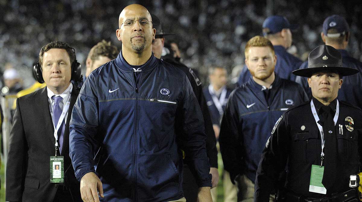 Penn State Nittany Lions head coach James Franklin walks off following the 52-49 loss against the Southern California Trojans in the 2017 Rose Bowl game at the Rose Bowl.
