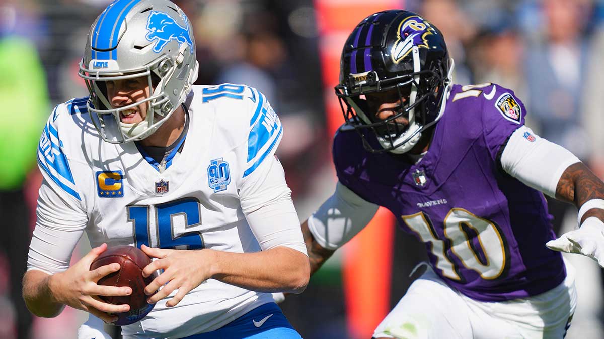 Baltimore Ravens cornerback Arthur Maulet (10) sacks Detroit Lions quarterback Jared Goff (16) in the first quarter at M&T Bank Stadium. 