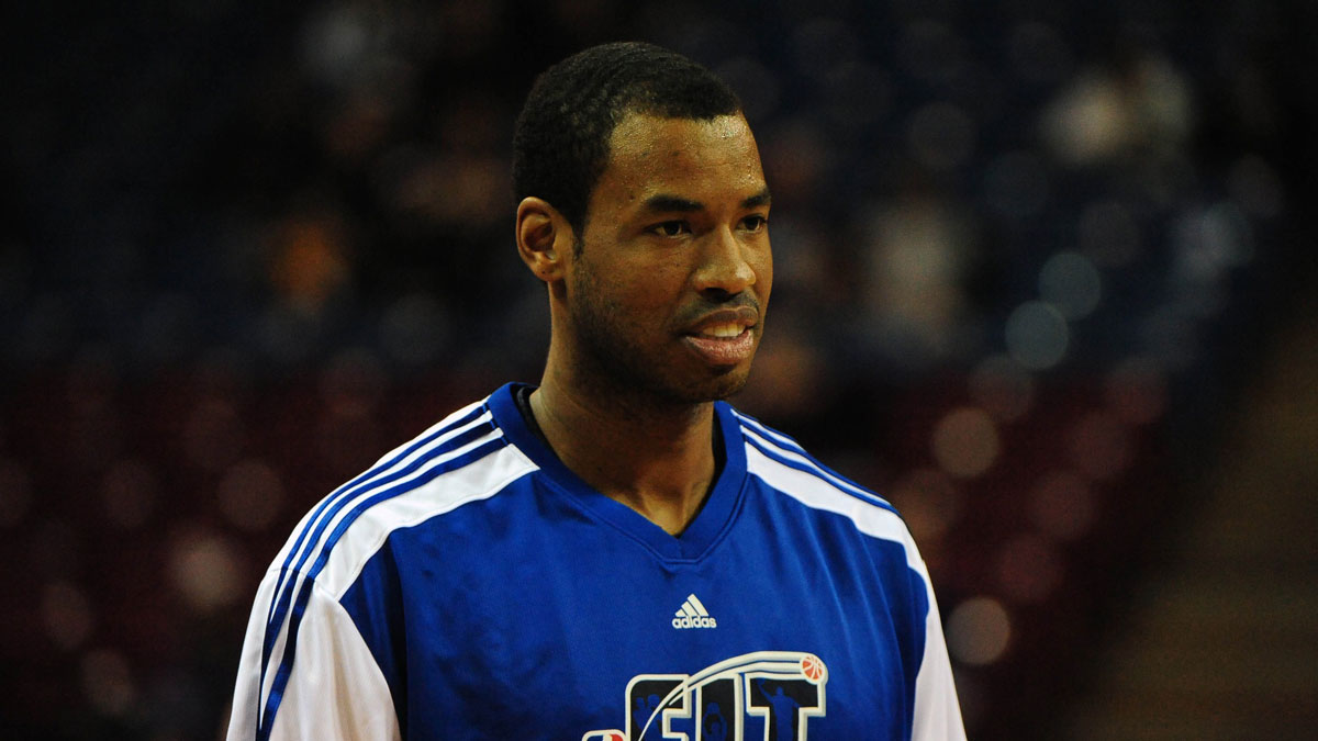 center Jason Collins (34) warms up before the game against the Sacramento Kings at ARCO Arena. The Hawks defeated the Kings 108-102