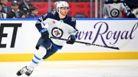 Winnipeg Jets forward Kyle Connor (81) pursues the play against the Toronto Maple Leafs in the third period at Scotiabank Arena.