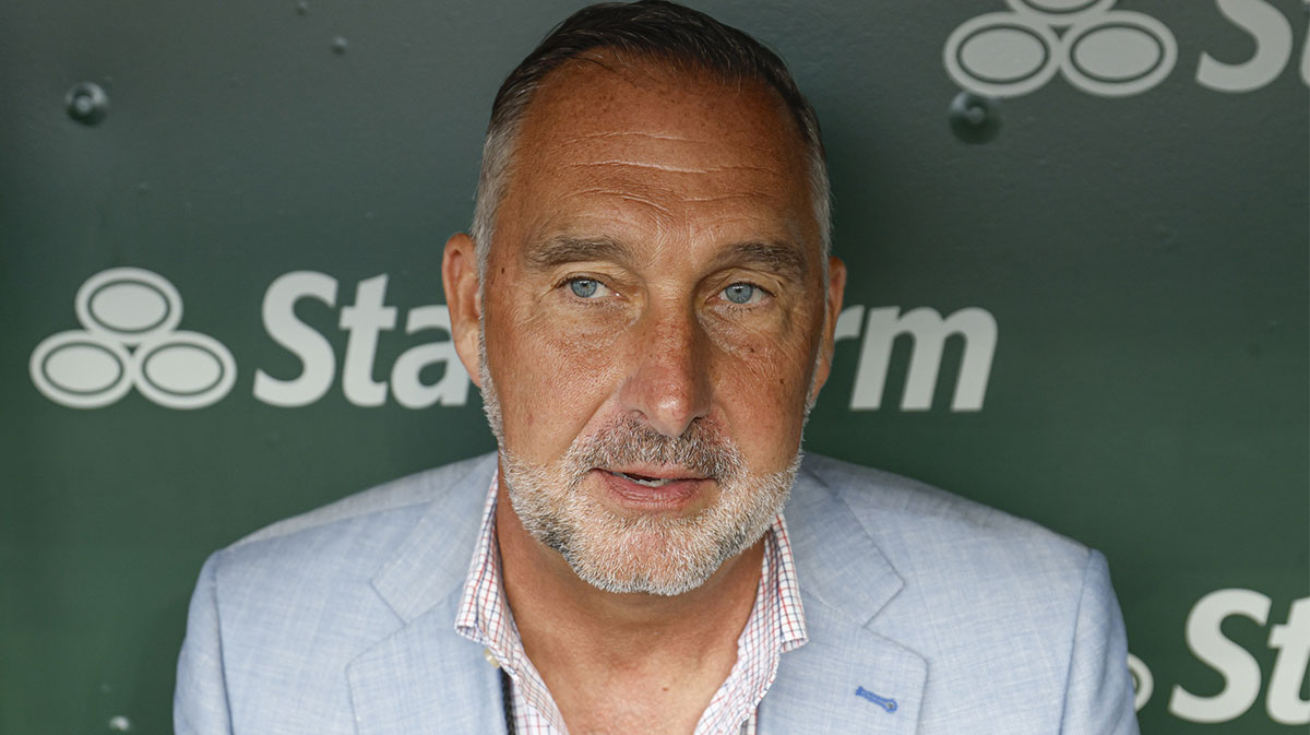 St. Louis Cardinals president of baseball operations John Mozeliak speaks before a baseball game against the Chicago Cubs at Wrigley Field.