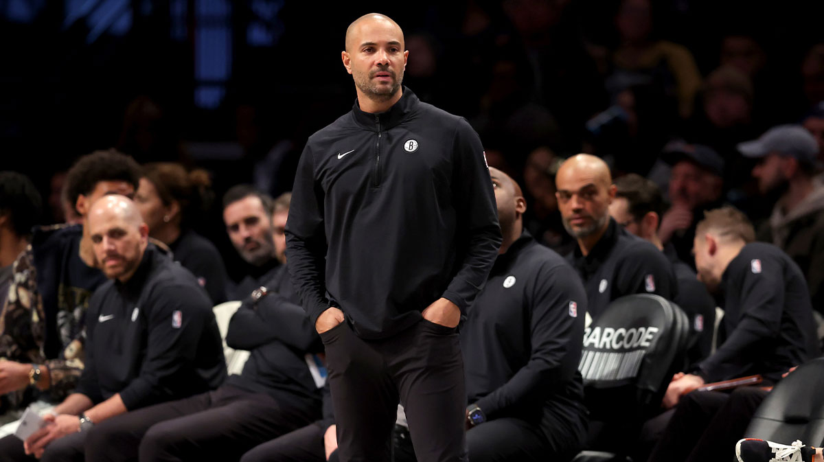 Brooklyn Nets head coach Jordi Fernandez coaches against the Toronto Raptors during the third quarter at Barclays Center.