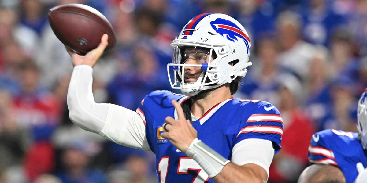 Buffalo Bills quarterback Josh Allen (17) passes against the Miami Dolphins in the first quarter at Highmark Stadium.
