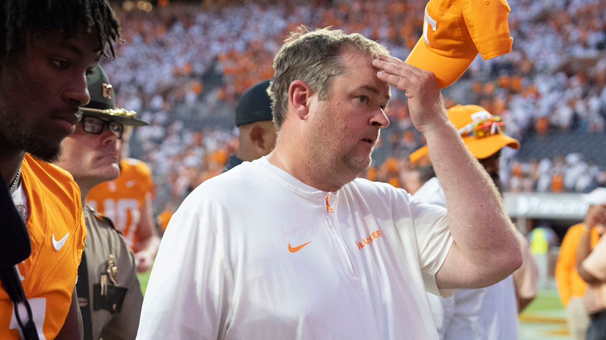 Tennessee head coach Josh Heupel walks off the field after the loss to Georgia in an NCAA college football game on September 13, 2025, Knoxville, Tennessee.