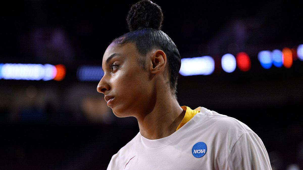 USC Trojans guard JuJu Watkins (12) during pregame warmups before an NCAA Tournament second round game against the Mississippi State Bulldogs at Galen Center.