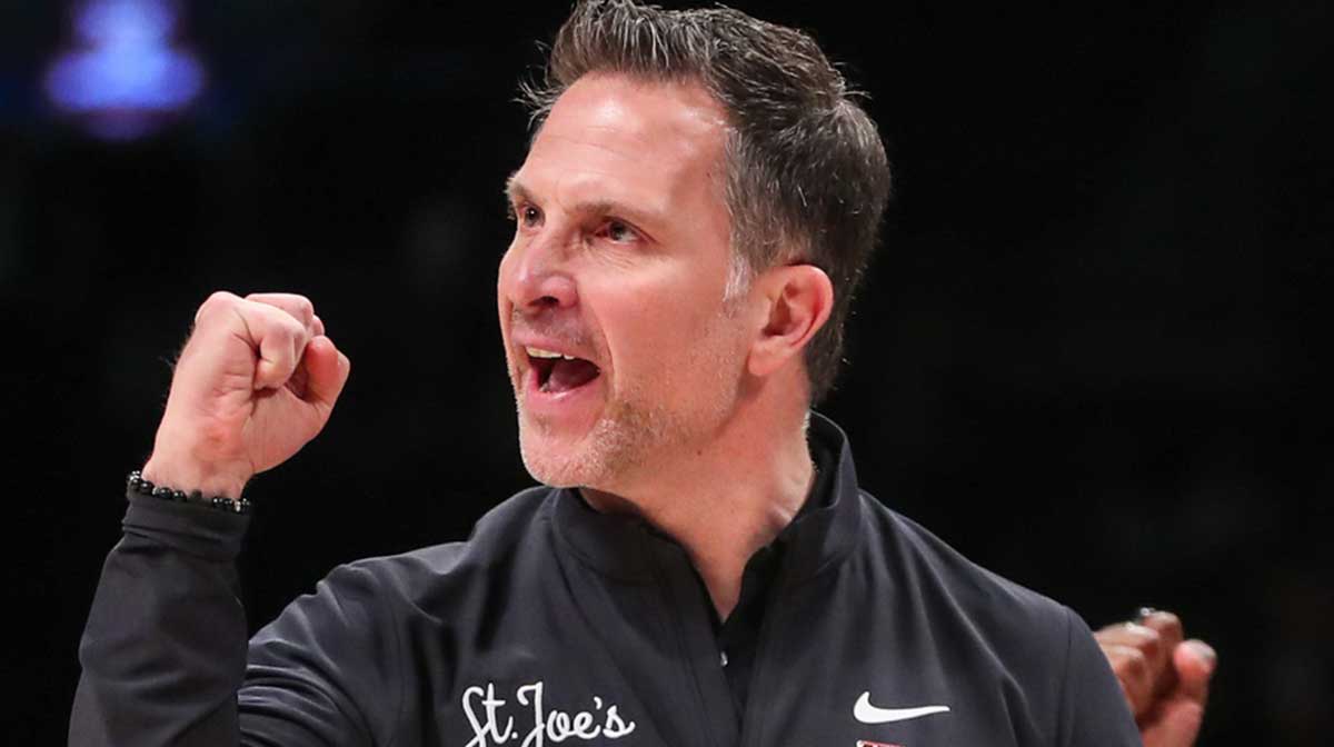 Saint Joseph's Hawks head coach Billy Lange at Barclays Center.