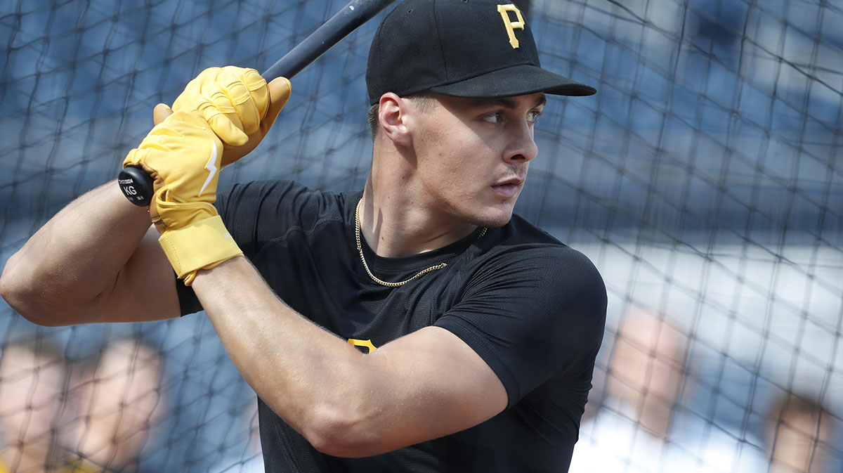Pittsburgh Pirates shortstop Konnor Griffin who was the ninth overall pick in first round of the 2024 First-Year Player Draft in the batting cage before a game against the Arizona Diamondbacks at PNC Park.