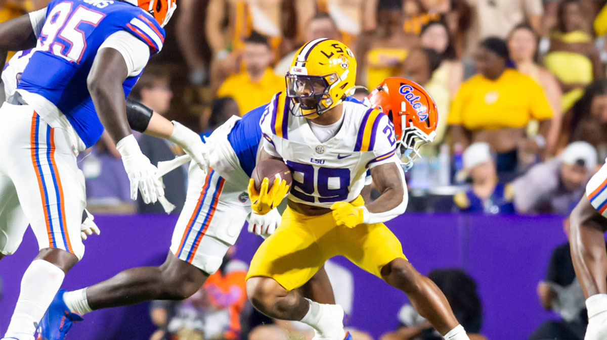 Caden Durham 29, LSU Tigers take on the Florida Gators. Sept 13, 2025; Baton Rouge, Louisiana, USA; at Tiger Stadium.