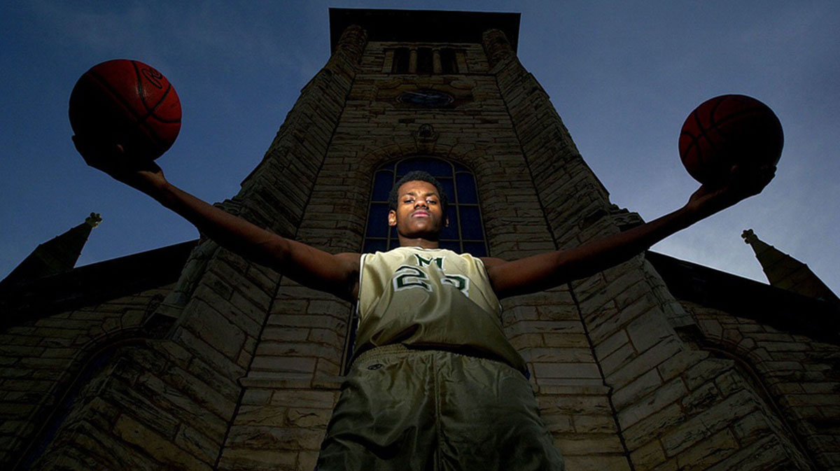 Lakers' LeBron James that I took during his junior year if my memory serves me right. Special thanks to Romeo Travis for holding my light. (Phil Masturzo/Akron Beacon Journal)