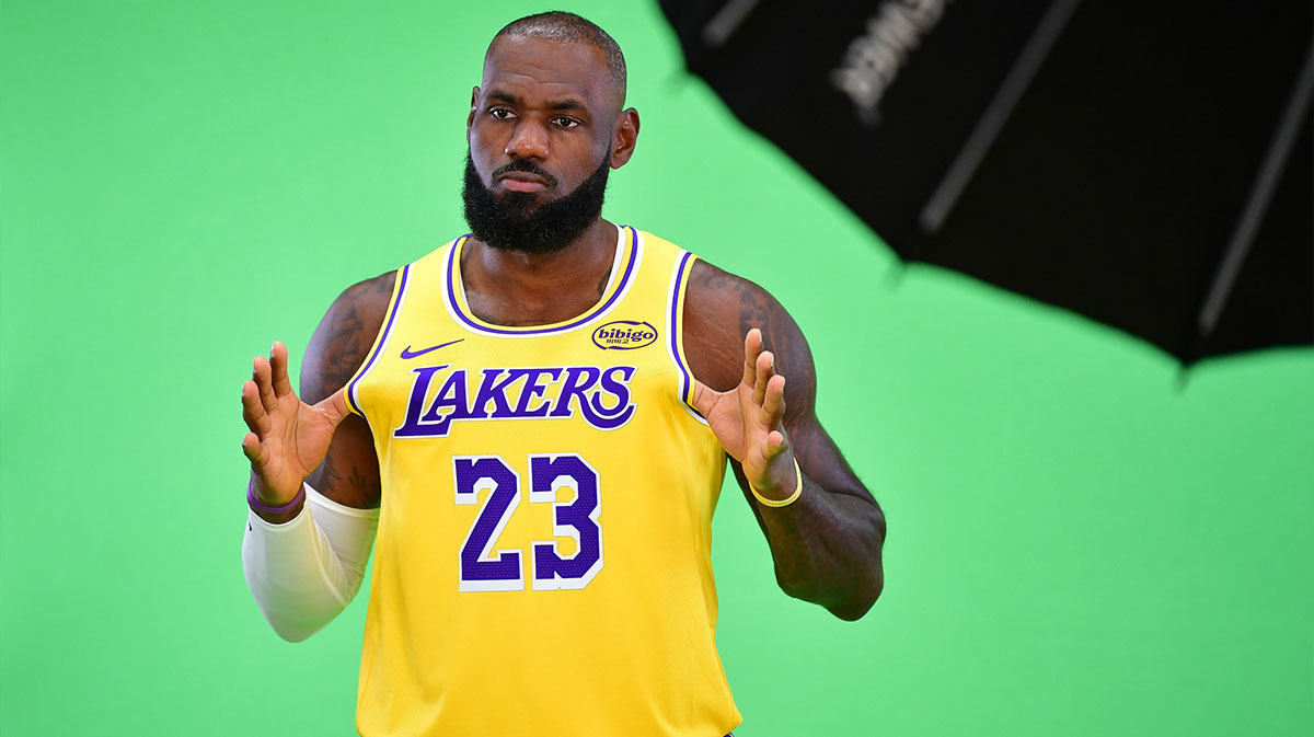Los Angeles Lakers forward LeBron James (23) during media day at UCLA Health Training Center.