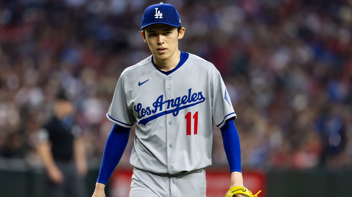 Los Angeles Dodgers pitcher Roki Sasaki against the Arizona Diamondbacks in the second inning at Chase Field.