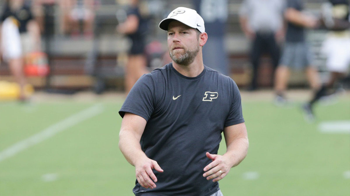 Purdue assistant coach Brian Brohm during practice, Friday, Aug. 6, 2021 at Ross-Ade Stadium in West Lafayette. Purdue Football Camp