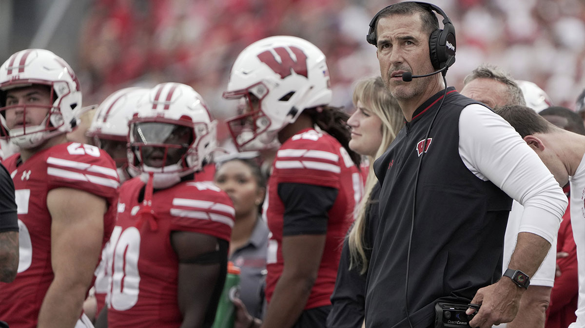 Wisconsin Badgers head coach Luke Fickell is shown during the third quarter of their game against the Maryland Terrapins at Camp Randall Stadium.