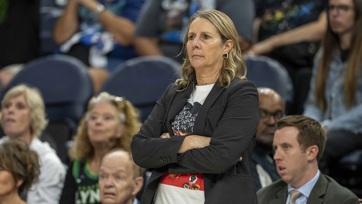 Minnesota Lynx head coach Cheryl Reeve looks on against the Phoenix Mercury in the second half during game one of the second round for the 2025 WNBA Playoffs at Target Center.