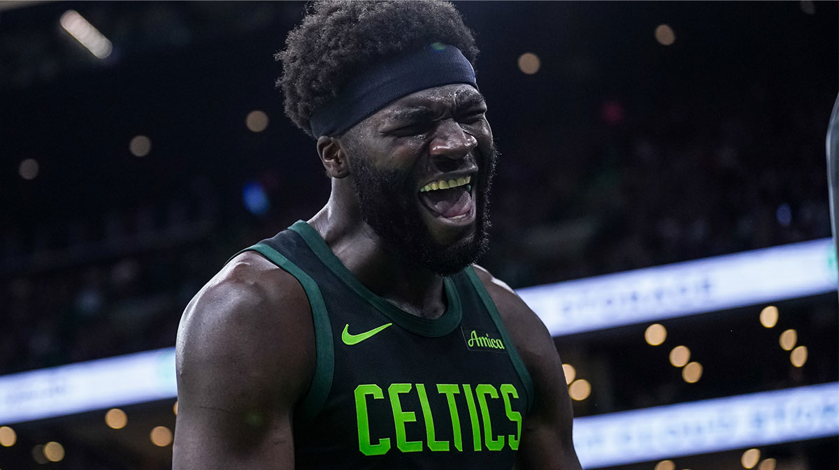 Boston Celtics center Neemias Queta (88) reacts after his basket against the Philadelphia 76ers in the second half at TD Garden. Mandatory Credit: David Butler II-Imagn Images