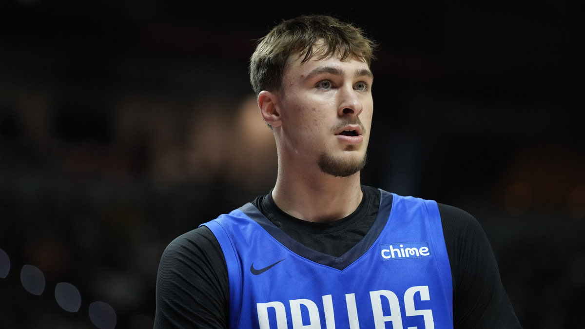 Mavericks forward Cooper Flagg (32) looks on against the San Antonio Spurs in the second quarter of their game at Thomas & Mack Center