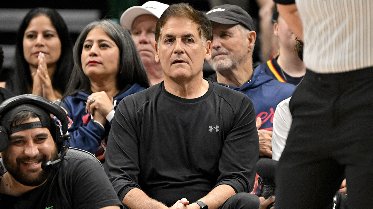 Mavericks minority owner Mark Cuban watches the game between the Dallas Wings and the Indiana Fever during the first quarter at the American Airlines Center