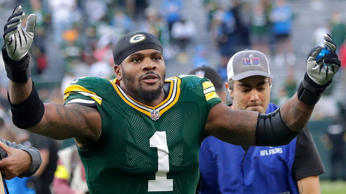 Green Bay Packers defensive end Micah Parsons (1) against the Detroit Lions on Sunday, September 7, 2025, at Lambeau Field in Green Bay, Wis. The Packers defeated the Lions 27-13. Wm. Glasheen USA TODAY NETWORK-Wisconsin