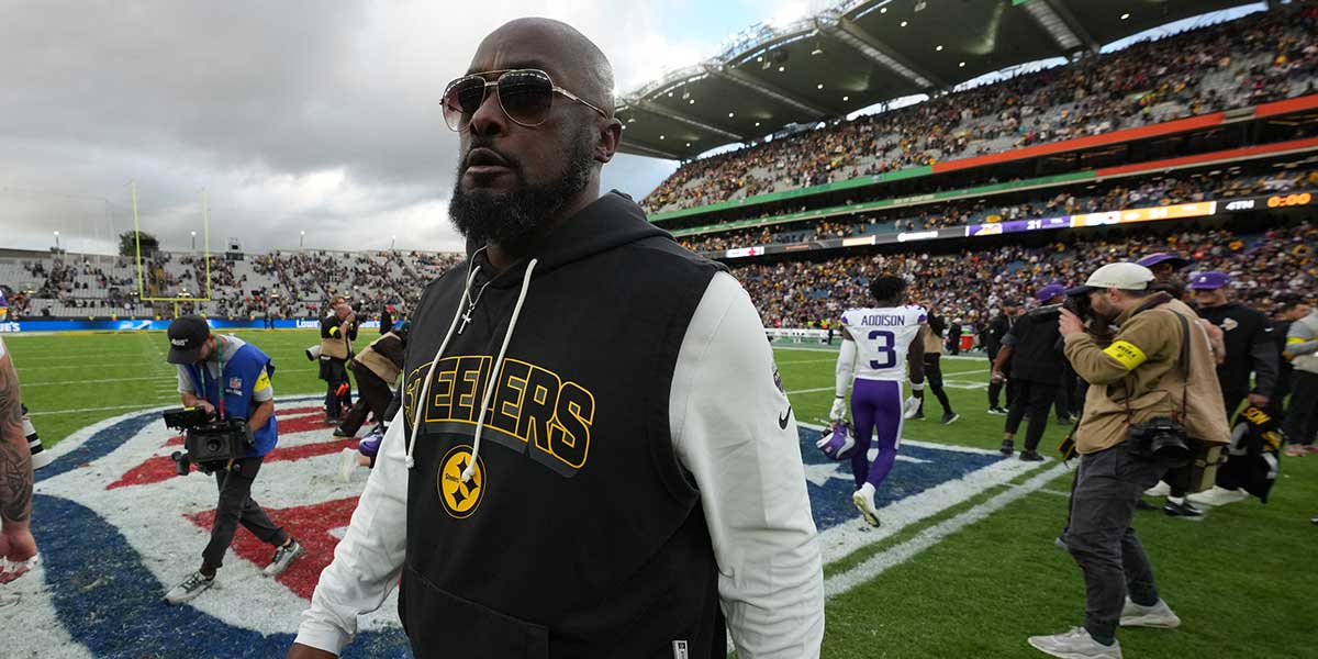 Pittsburgh Steelers coach Mike Tomlin leaves the field after an NFL International Series game against the Minnesota Vikings at Croke Park.