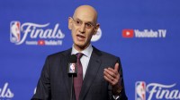 commissioner Adam Silver speaks to the media before game one between the Oklahoma City Thunder and the Indiana Pacers in the 2025 NBA Finals at Paycom Center
