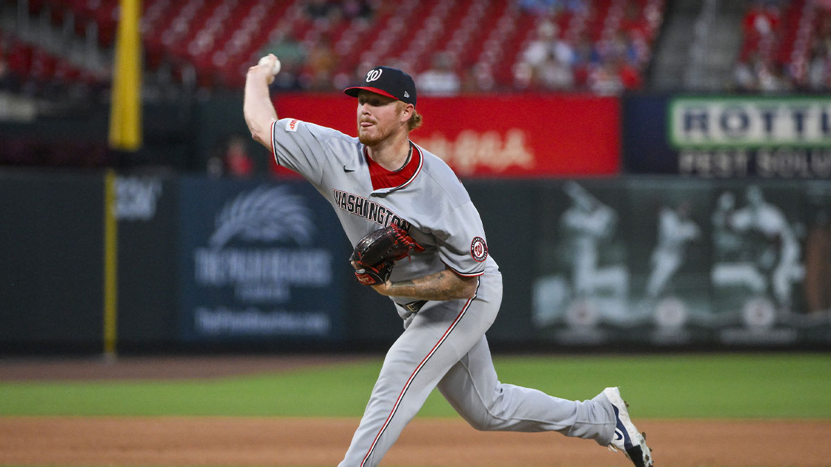 Washington Nationals relief pitcher Mason Thompson (71) pitches against the St. Louis Cardinals during the sixth inning at Busch Stadium.