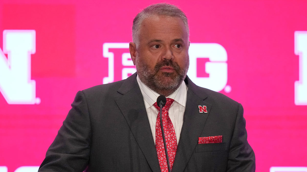 Nebraska head coach Matt Rhule speaks to the media during the Big Ten NCAA college football media days at Mandalay Bay Resort.