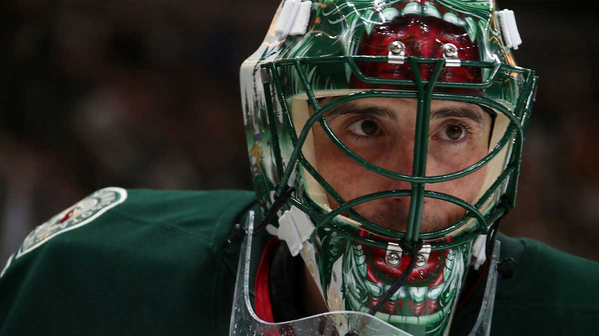 Minnesota Wild goaltender Marc-Andre Fleury (29) looks on against the Pittsburgh Penguins during the third period at PPG Paints Arena.