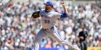 New York Mets starting pitcher Sean Manaea (59) throws a pitch against the Detroit Tigers in the first inning at Comerica Park.