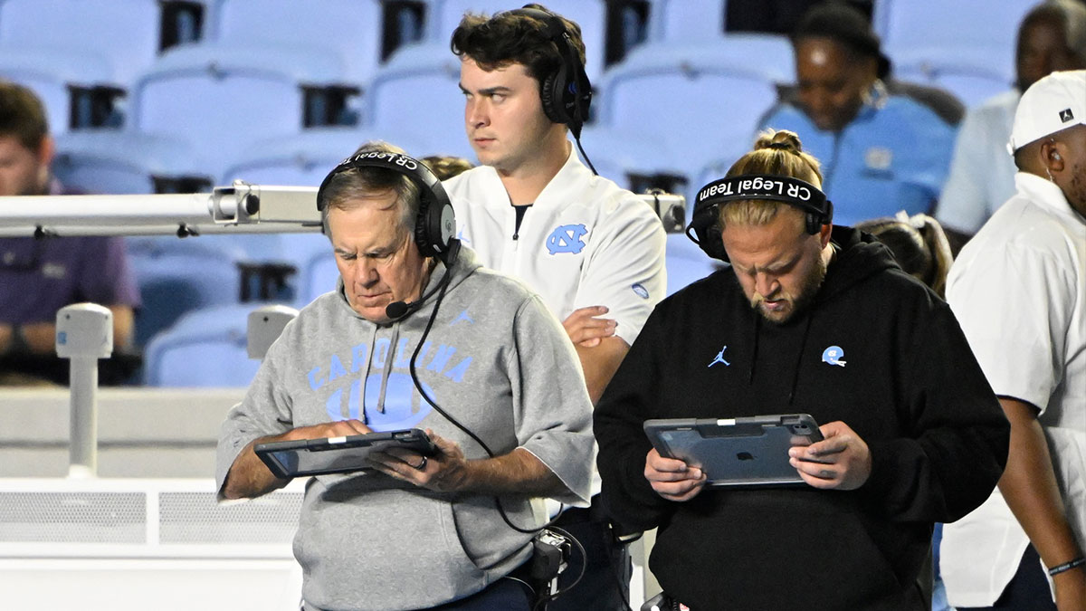 North Carolina Tar Heels head coach Bill Belichick on the sidelines in the fourth quarter at Kenan Stadium.