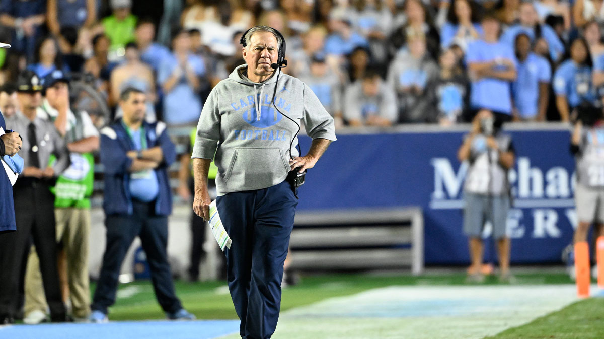 North Carolina Tar Heels head coach Bill Belichick on the sidelines in the first quarter at Kenan Stadium.